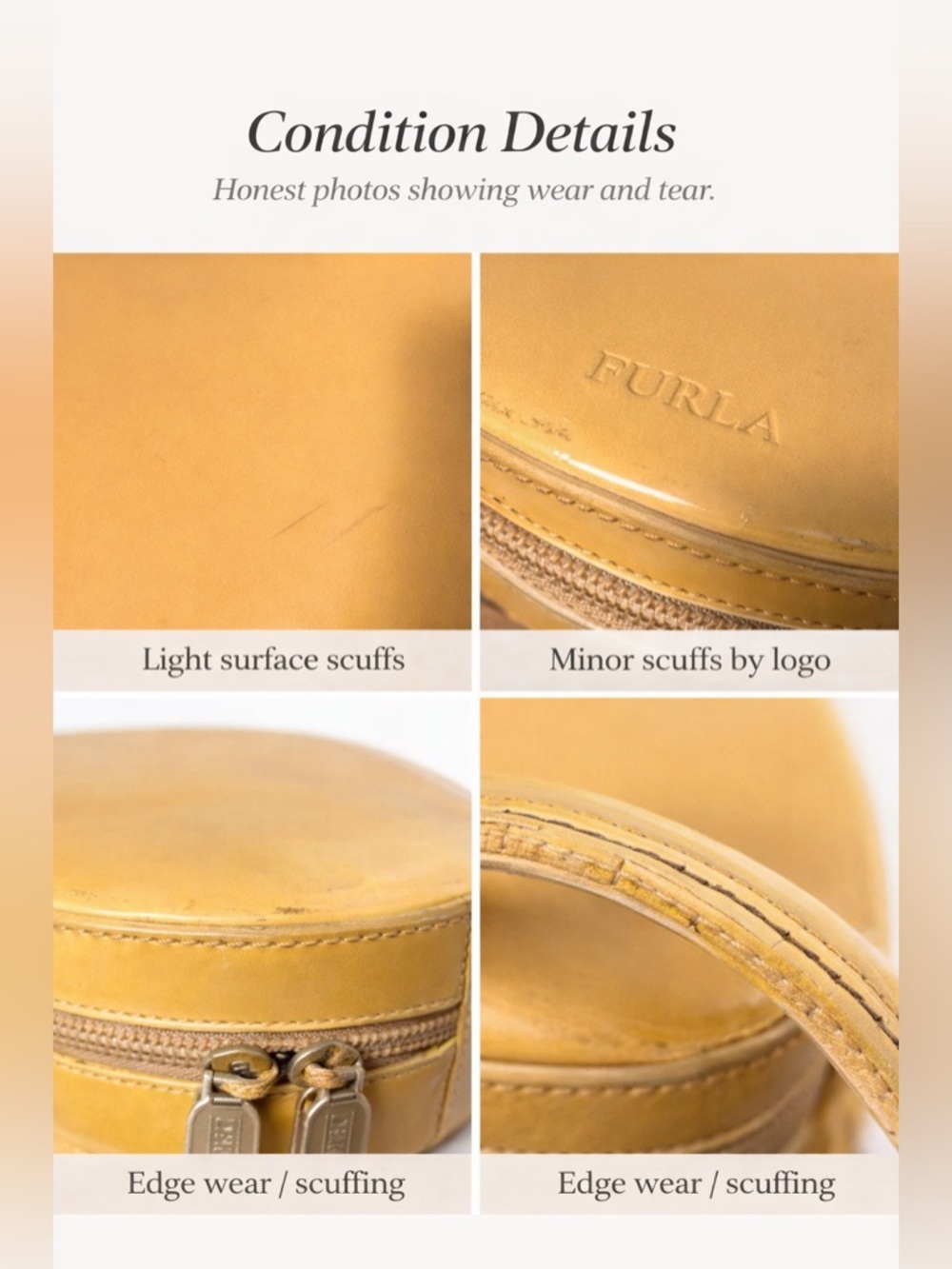 Furla Mini Top Handle Bag Yellow Leather Dome Handbag Italian Designer - Picture 5 of 5